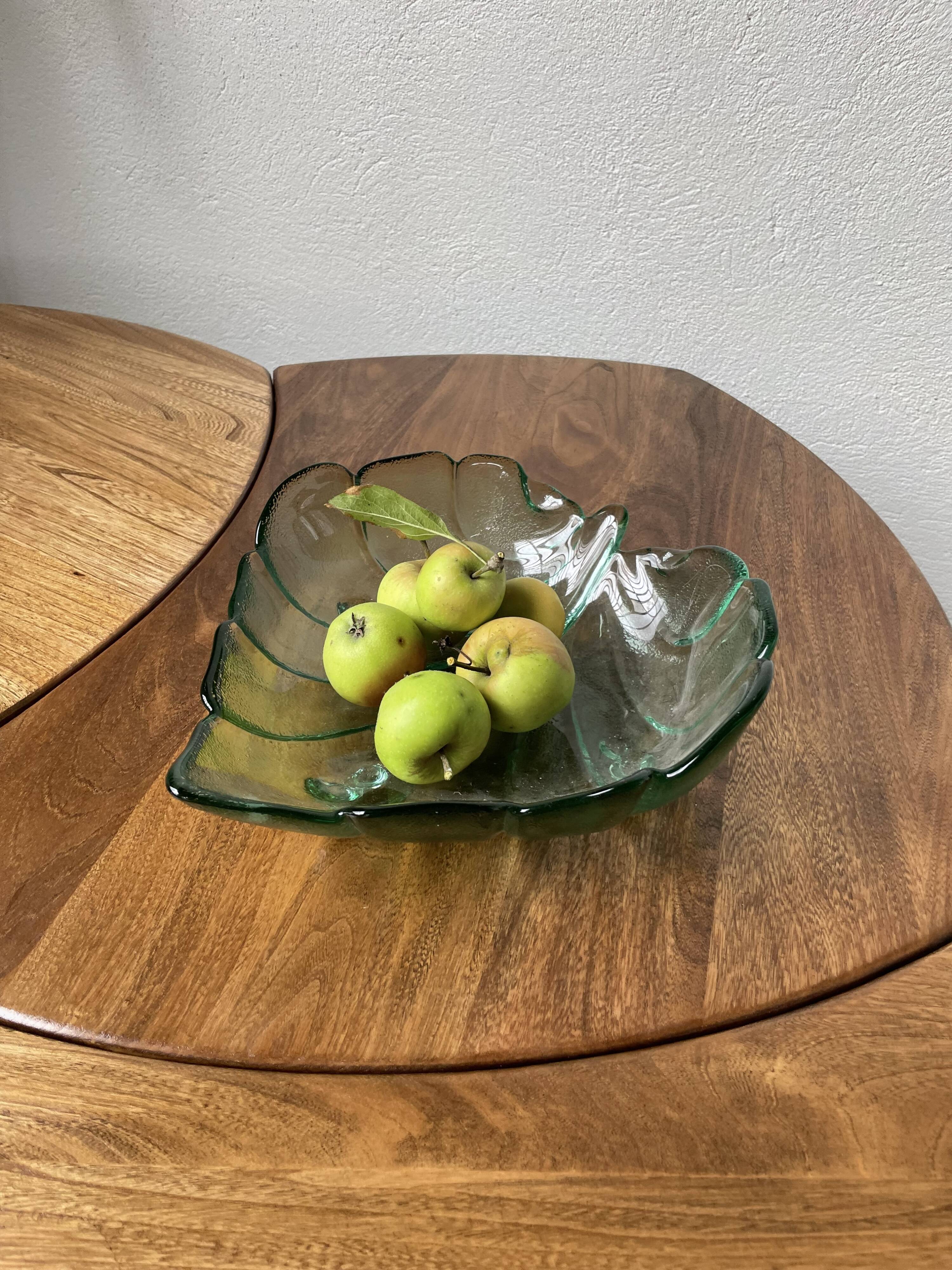Tinted glass “leaf” dish