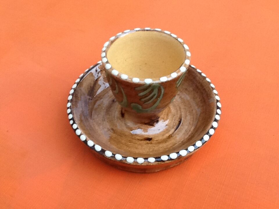 Cup shell Alsatian terracotta glazed faux wood