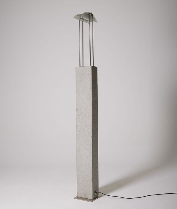 Lampadaire béton et verre, Pierre Lallemand, Moonlight 1990
