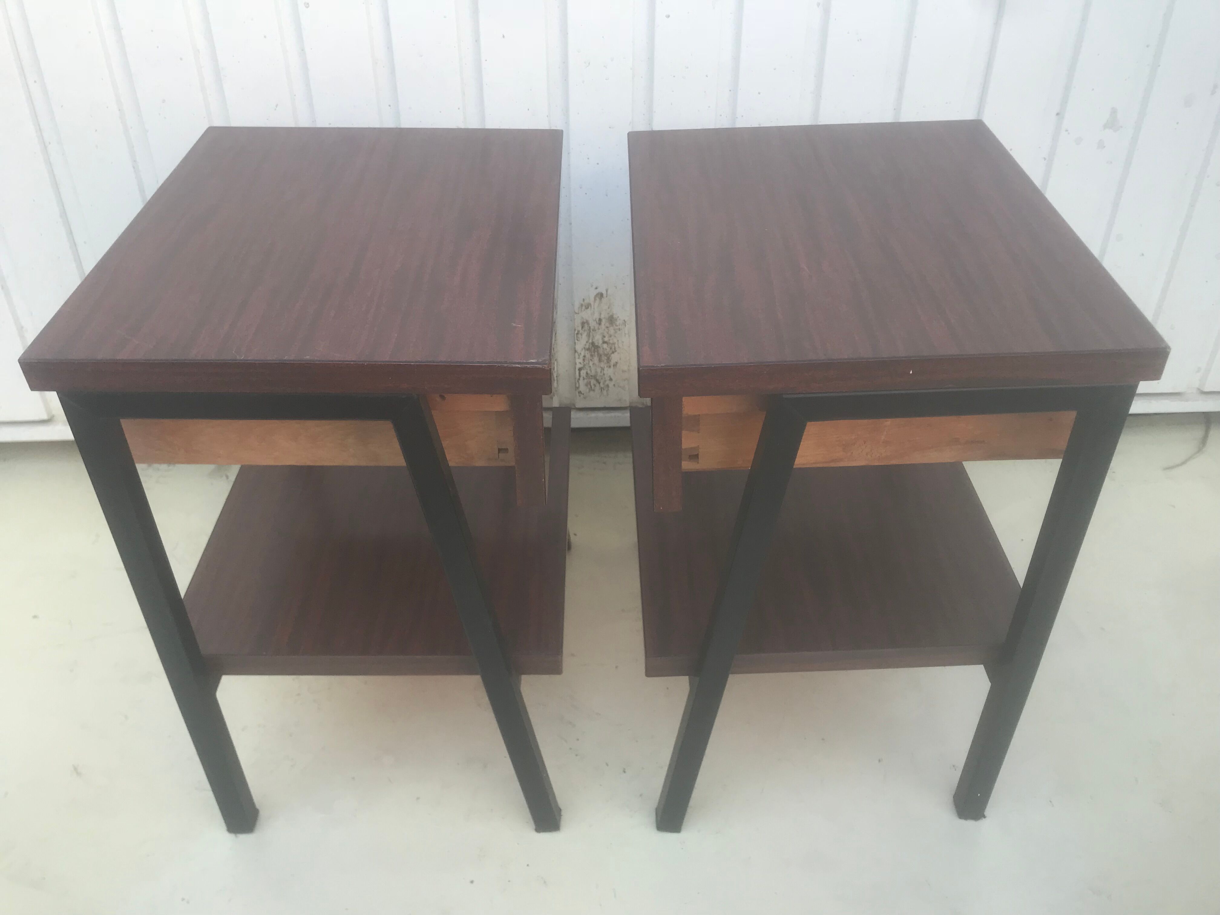 Pair of metal bedside table / formica