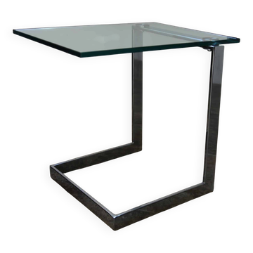 Side table glass, chrome "Gebra", 1980s, original label.