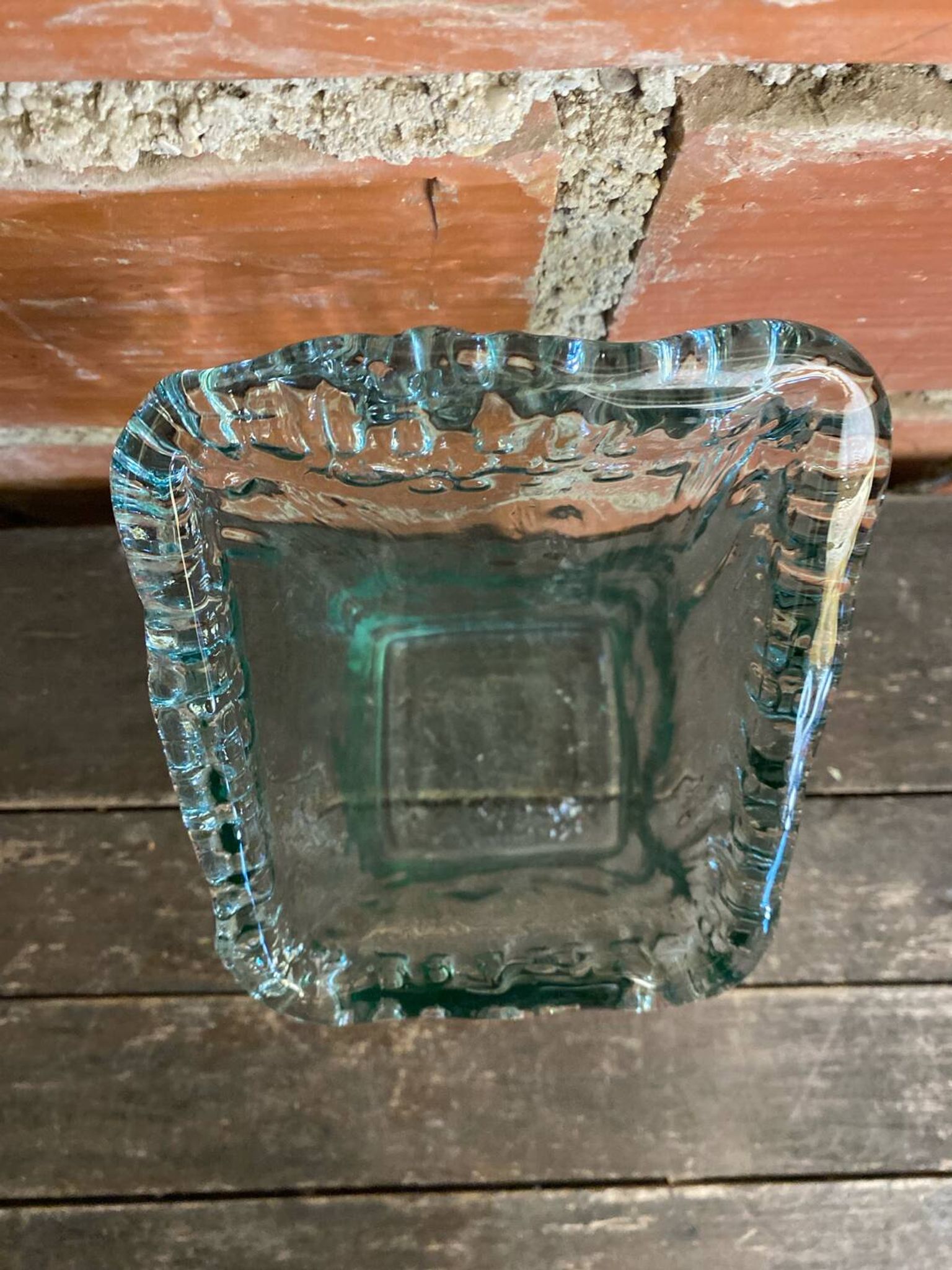 Vase Ancien Design Cascade Verre Bullé Vintage #C868