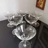 6 vintage crystal champagne glasses