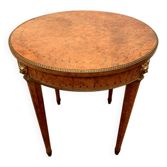 Empire style pedestal table in 20th century veneer marquetry