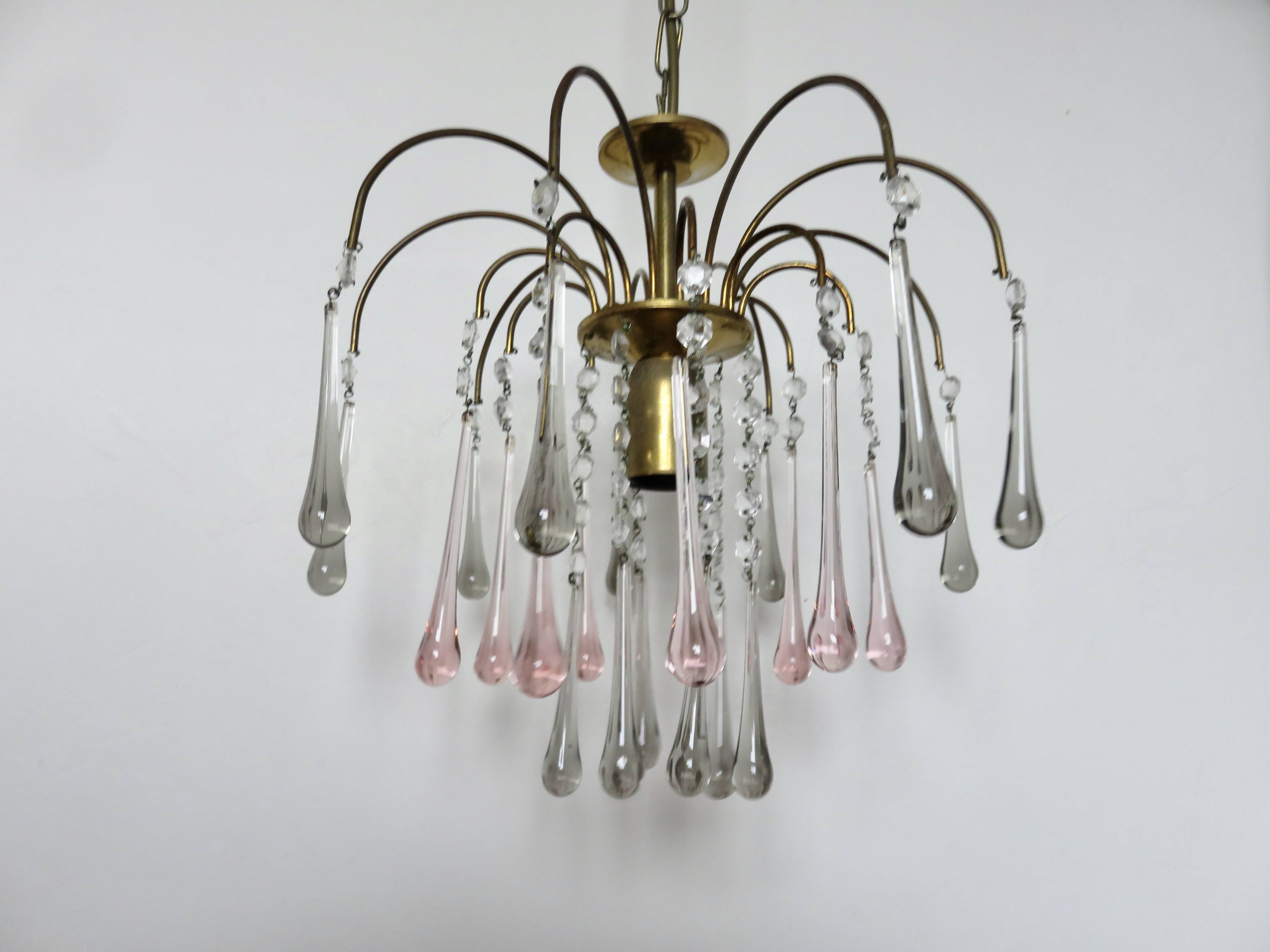 Crystal chandelier "water drop" in Murano glass, Italy