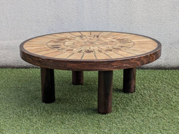 Table basse Herbier vintage Roger Capron