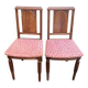 2 chaises sculptées en bois massif et tissu art déco 1950