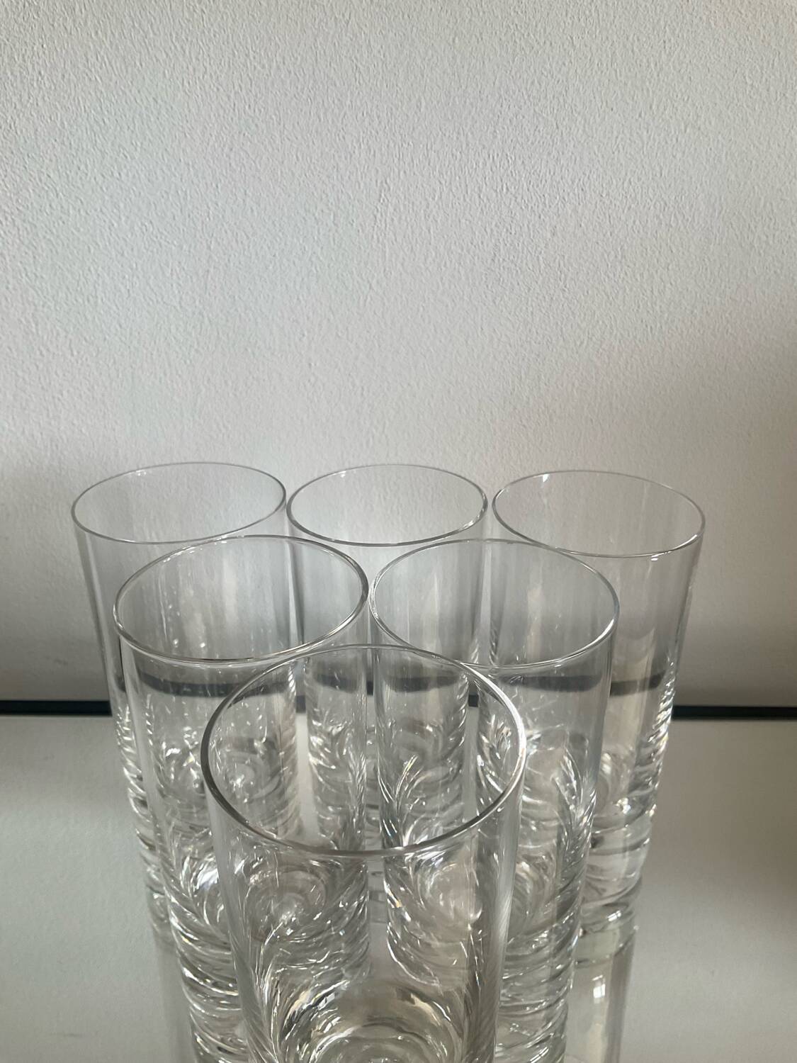 Set of 6 Kosta Boda aperitif glasses with bubbled stem