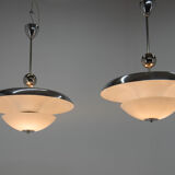 Ensemble de deux lustres Bauhaus, années 1930, restauré