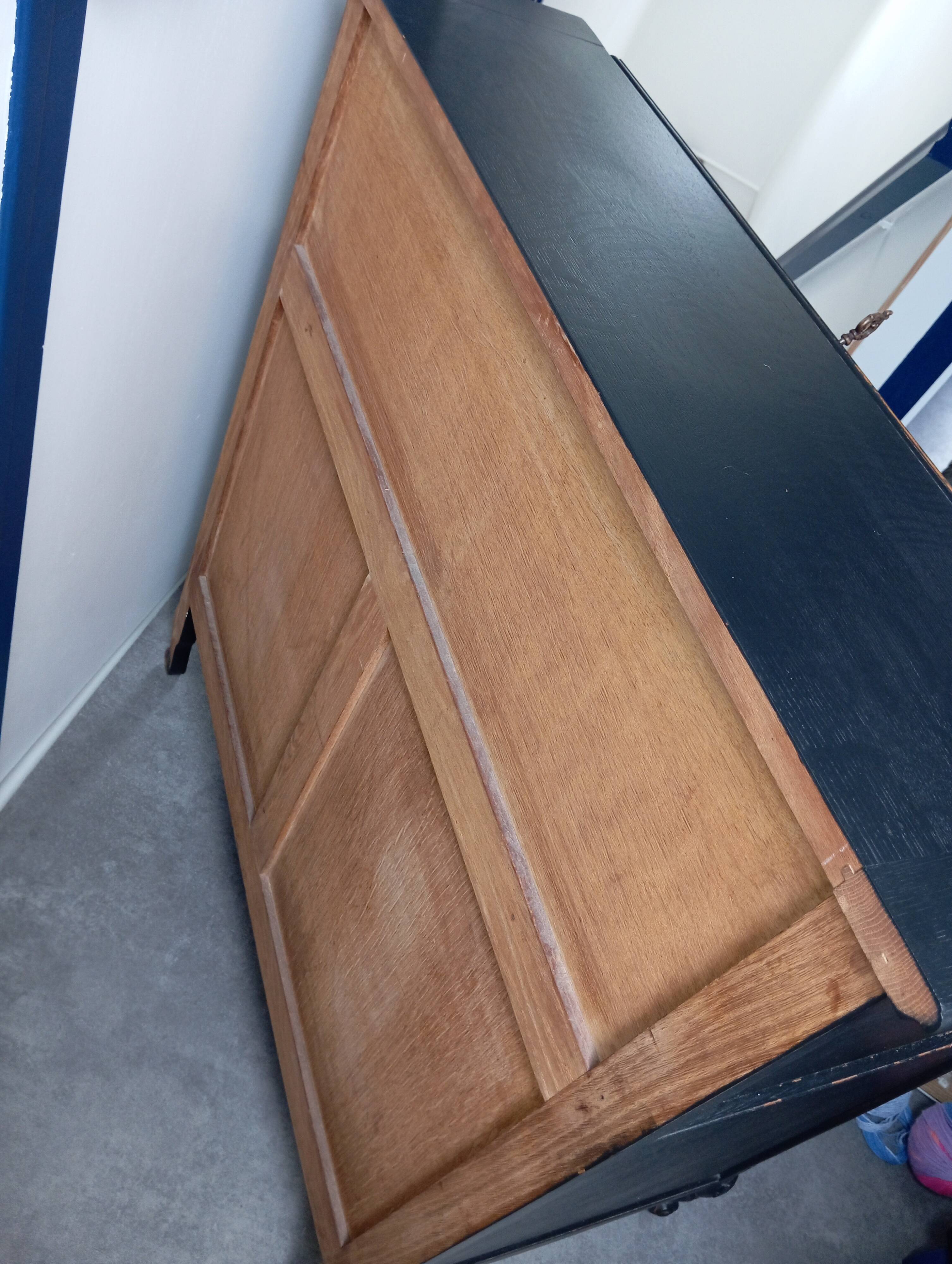 Black redesigned donkey-back style secretary desk