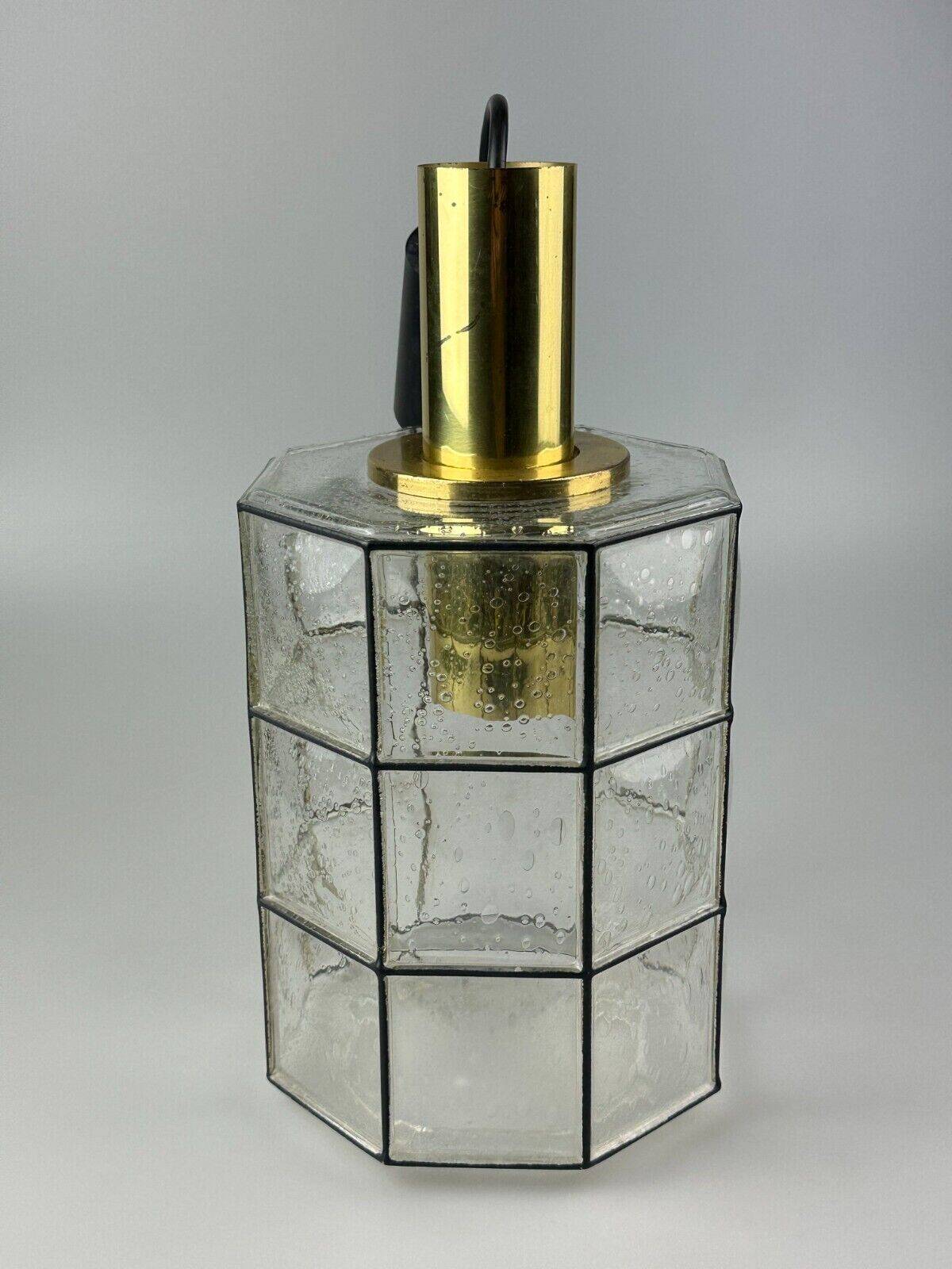 60s 70s ceiling lamp Glashütte Limburg Germany glass & brass Space Age