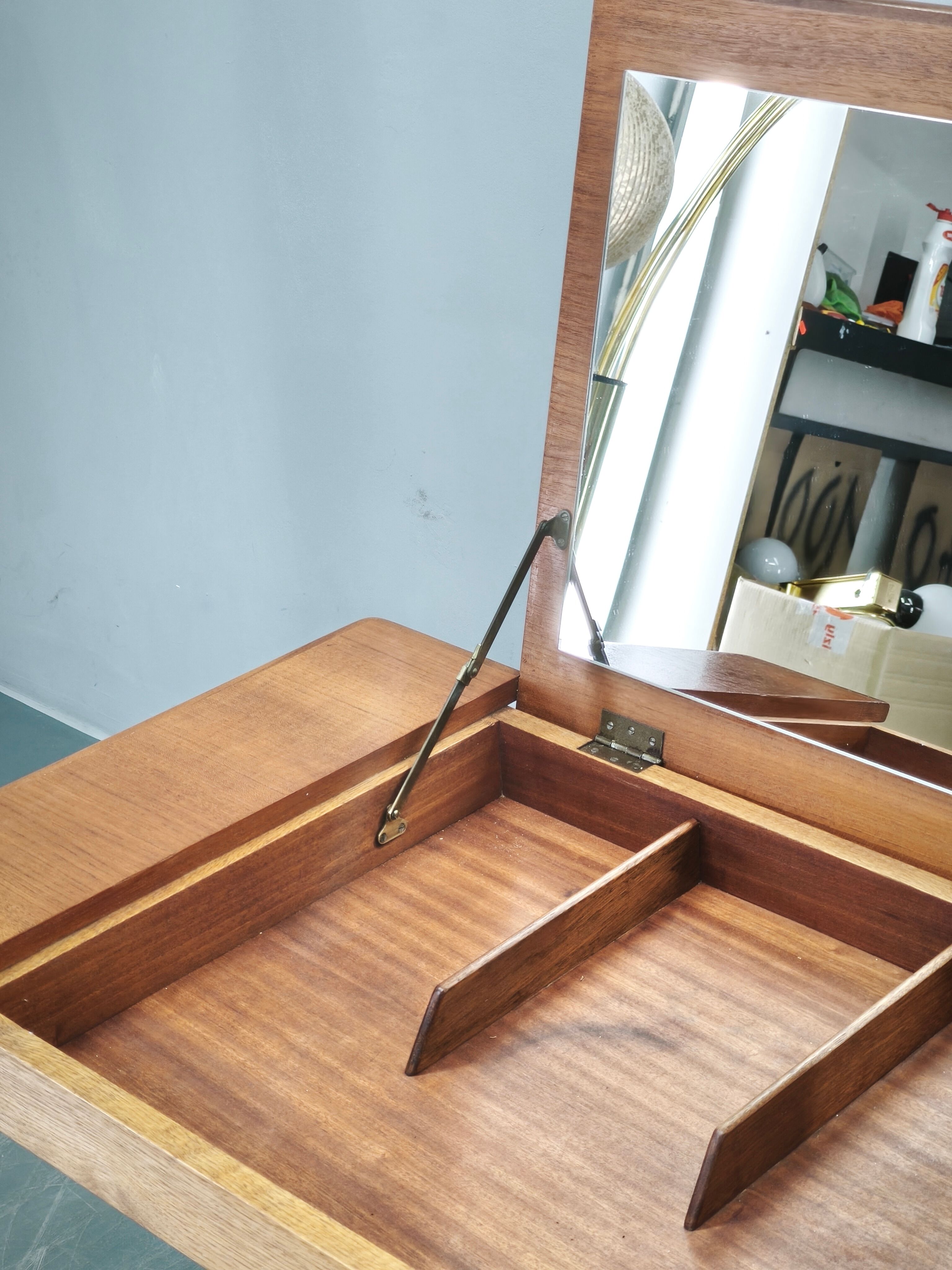 Sven Aage Madsen Teak Vanity Desk with Mirror, Denmark, 1960s