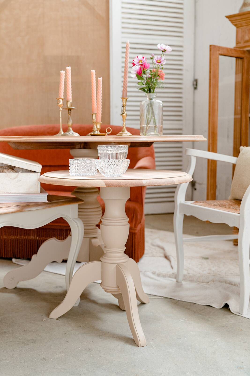 Old wooden pedestal table