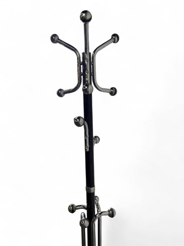 Vintage space age style floor standing coat rack with chrome/brown finish