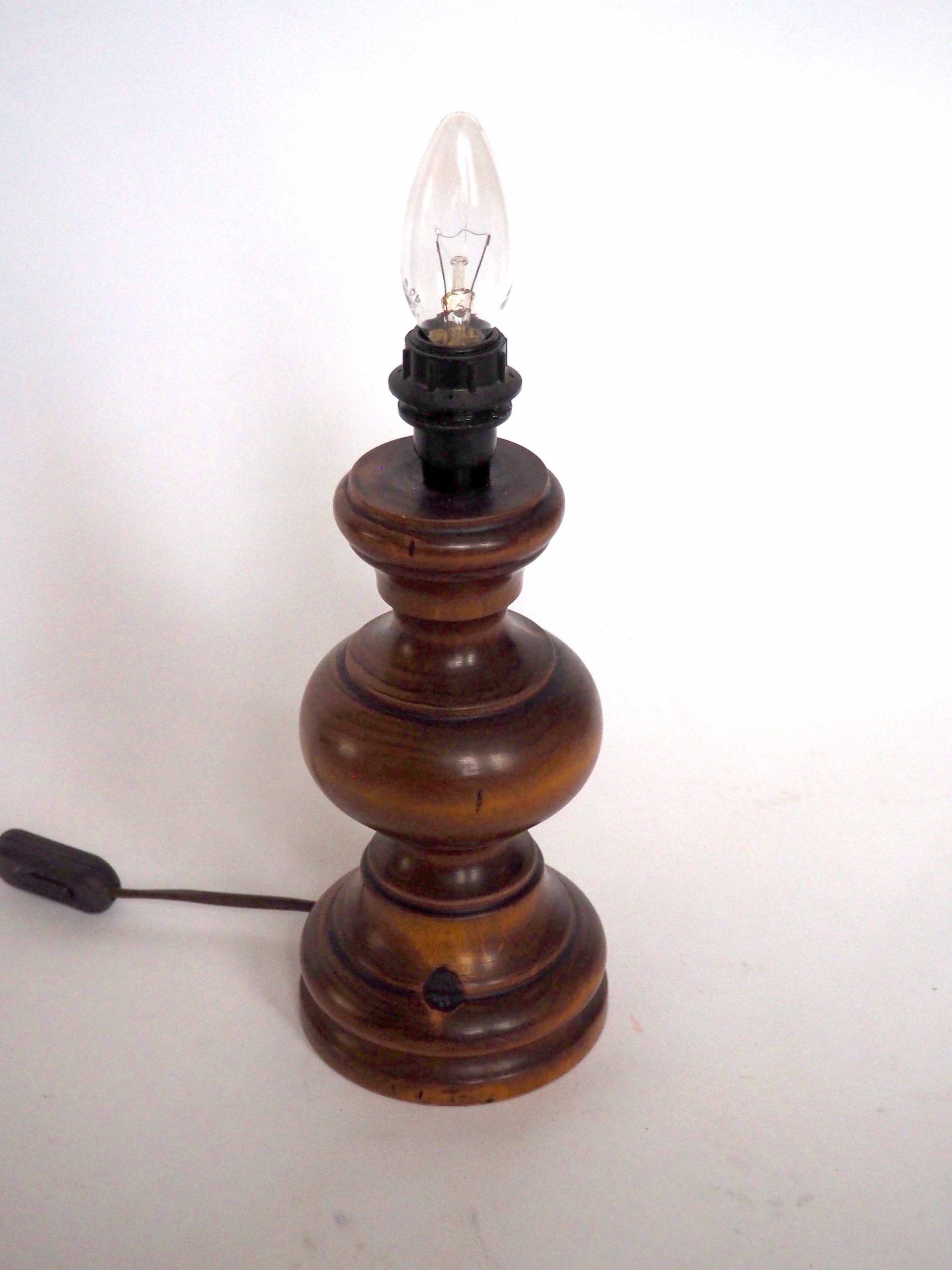 Turned wooden lamp base