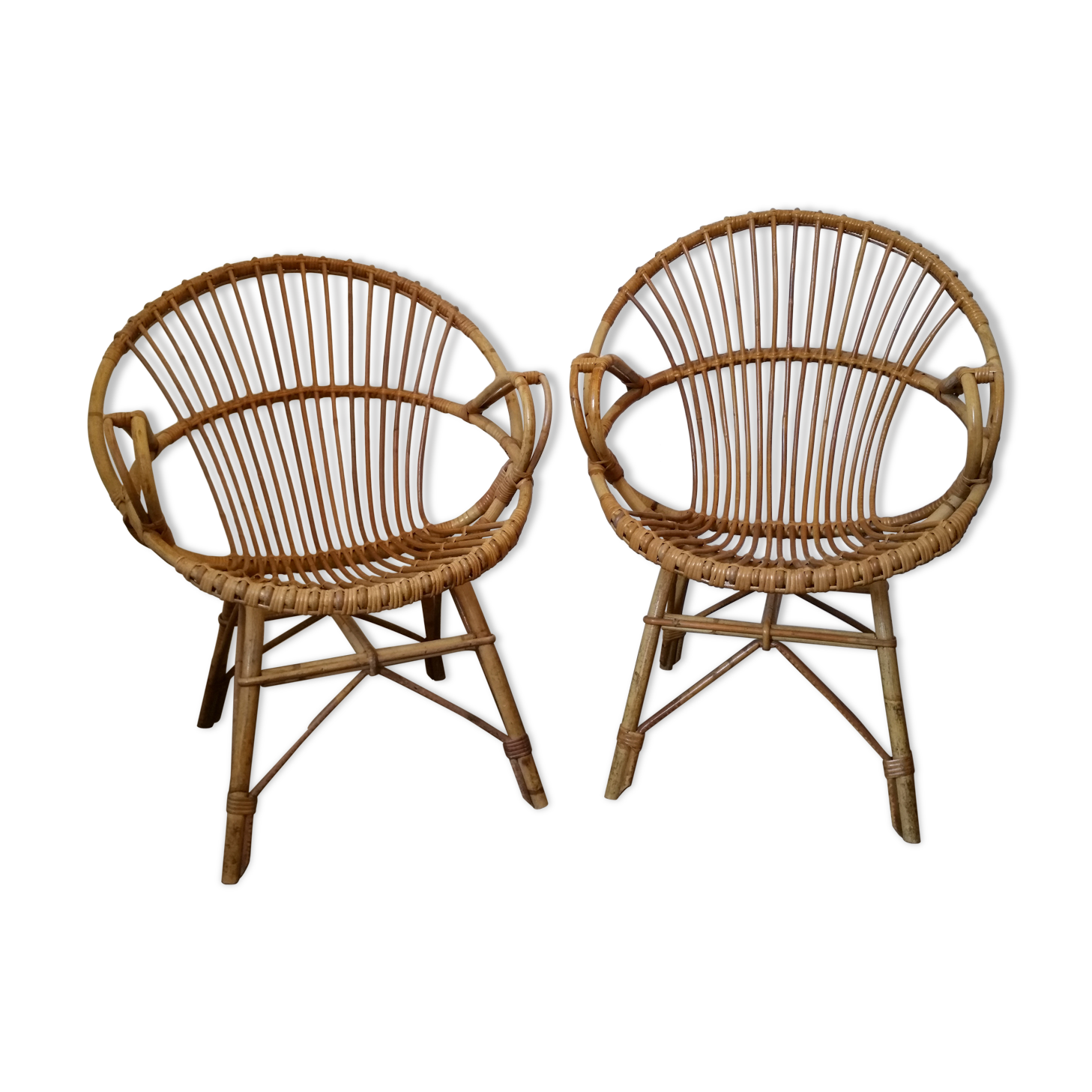 Paire de fauteuils corbeille