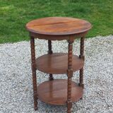 Vintage oak pedestal table with 3 shelves from the 60s