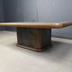 Table basse brutaliste en chêne et pierre, années 1970