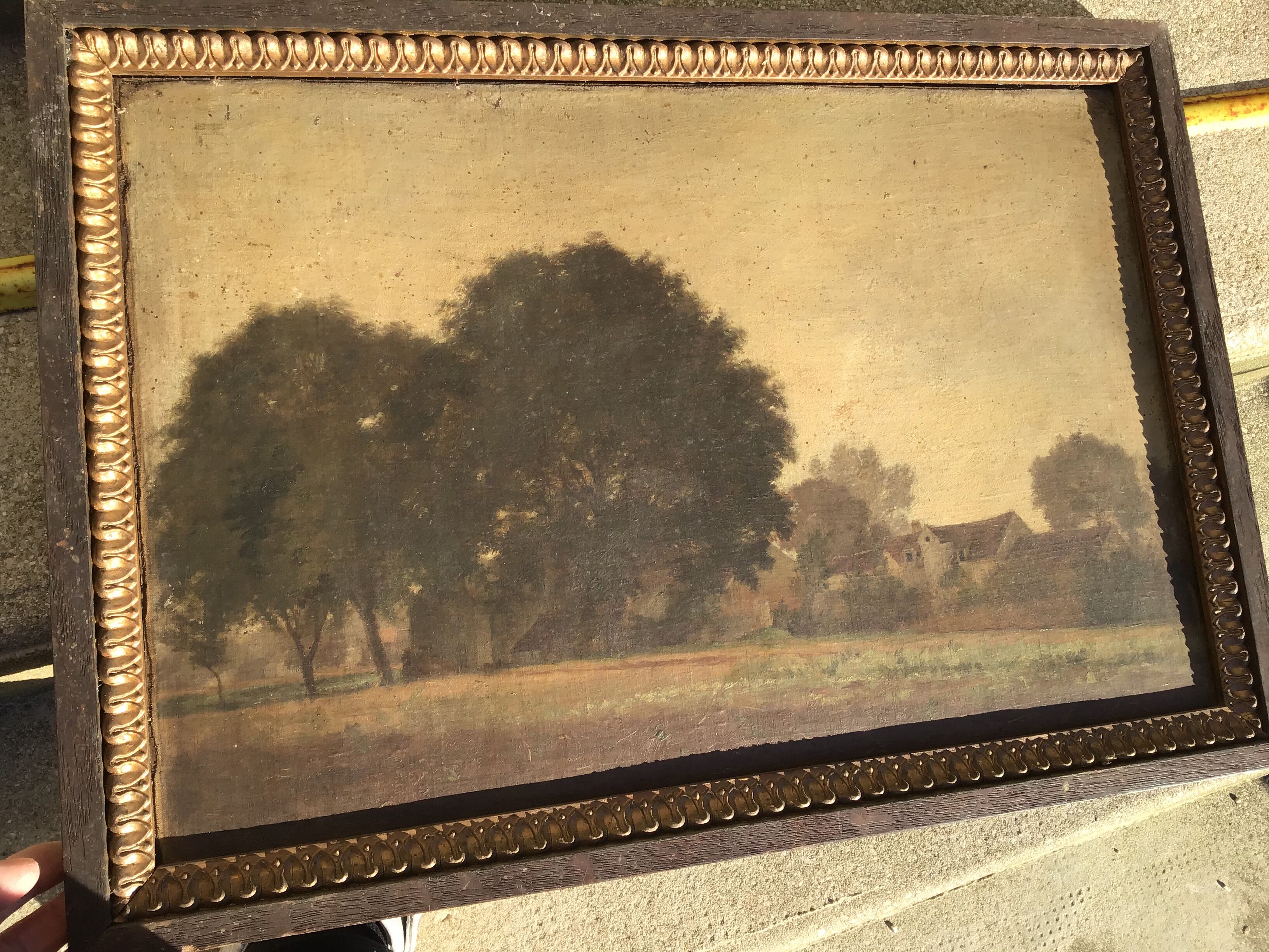Old painting landscape village