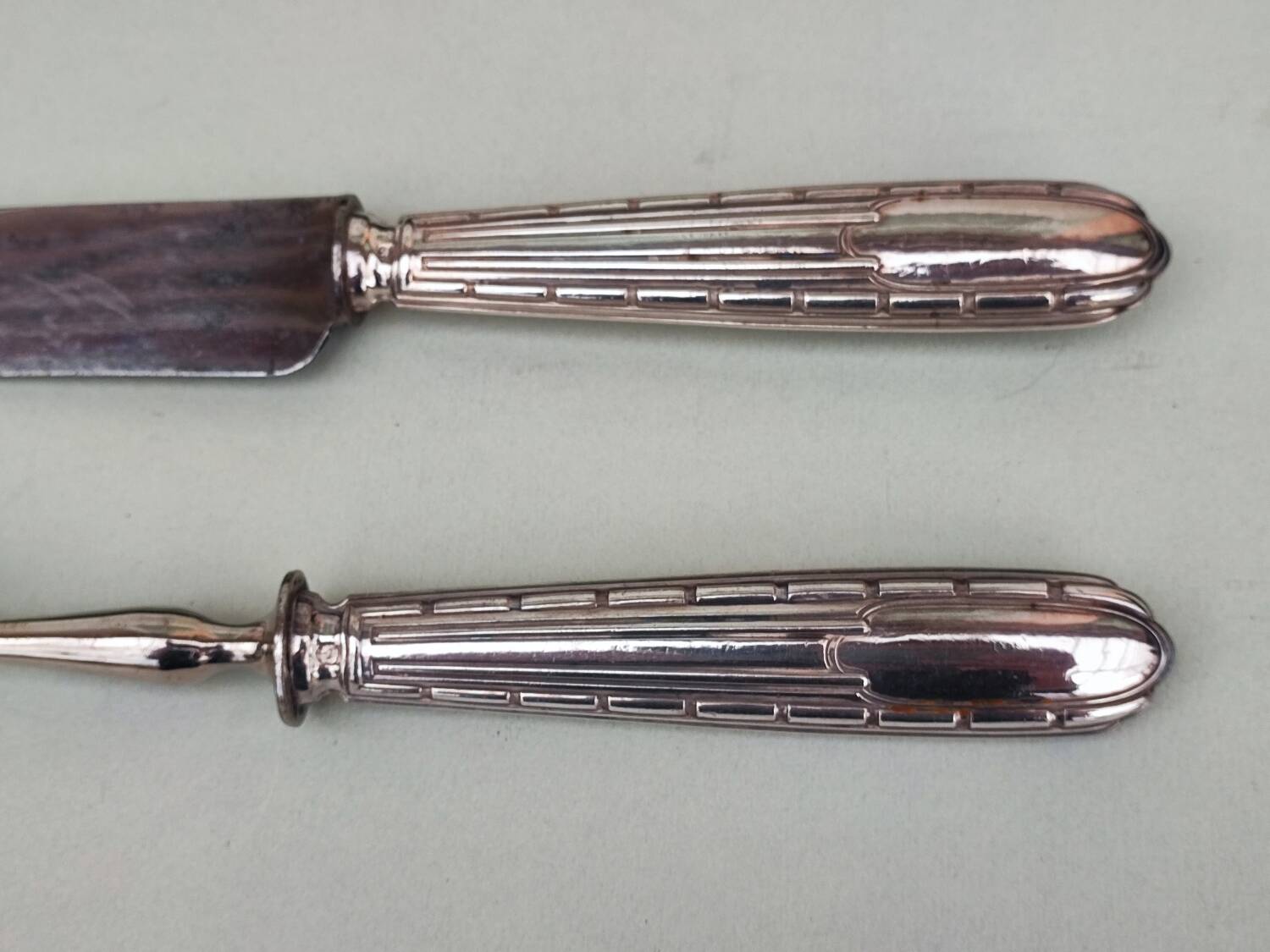 Silver carving knife and fork