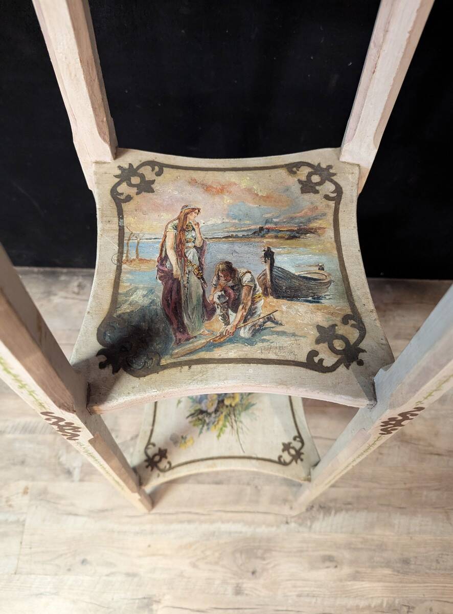 Pair of large painted wooden pedestals with three tiers.