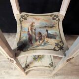 Pair of large painted wooden side tables with three tops.