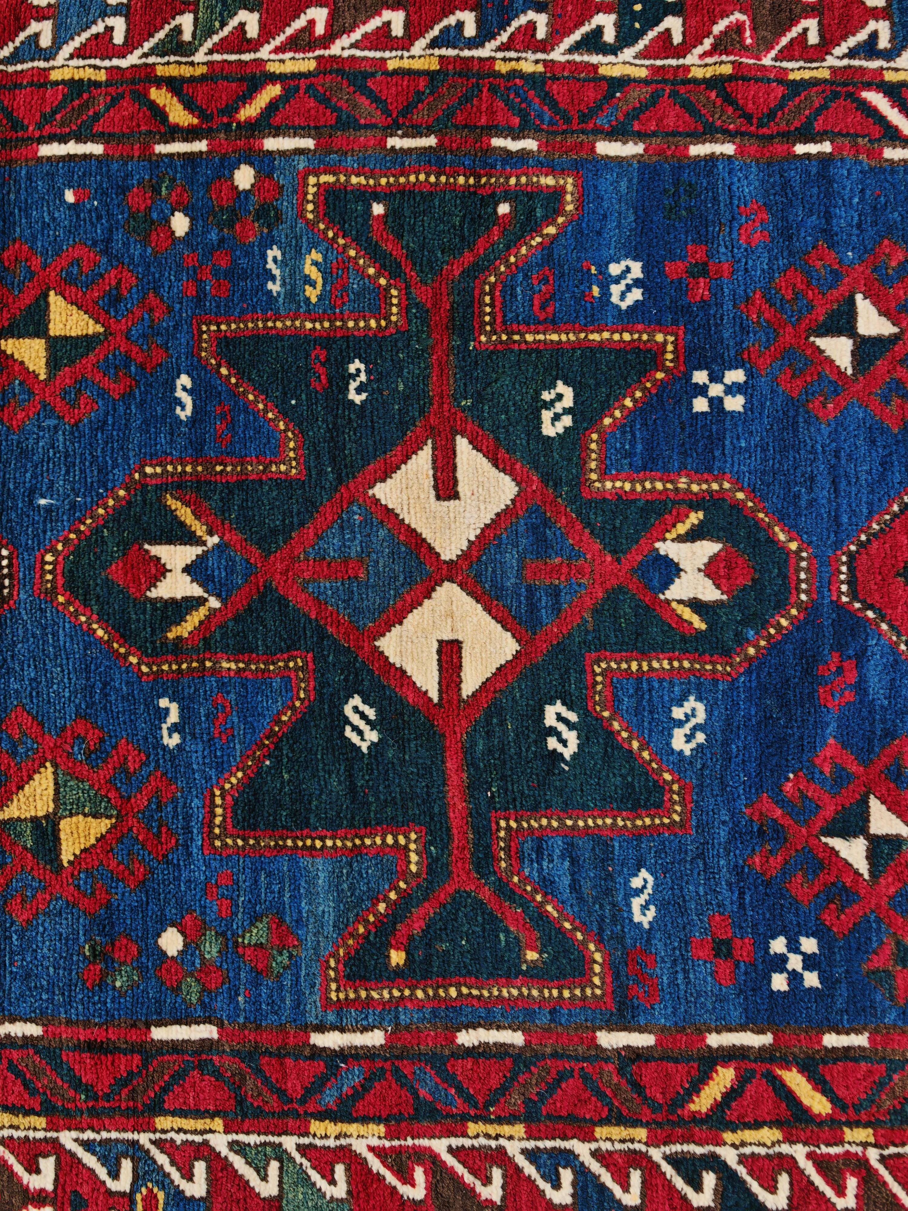 Antique Karabakh carpet, naturally dyed wool, Caucasus 19th century