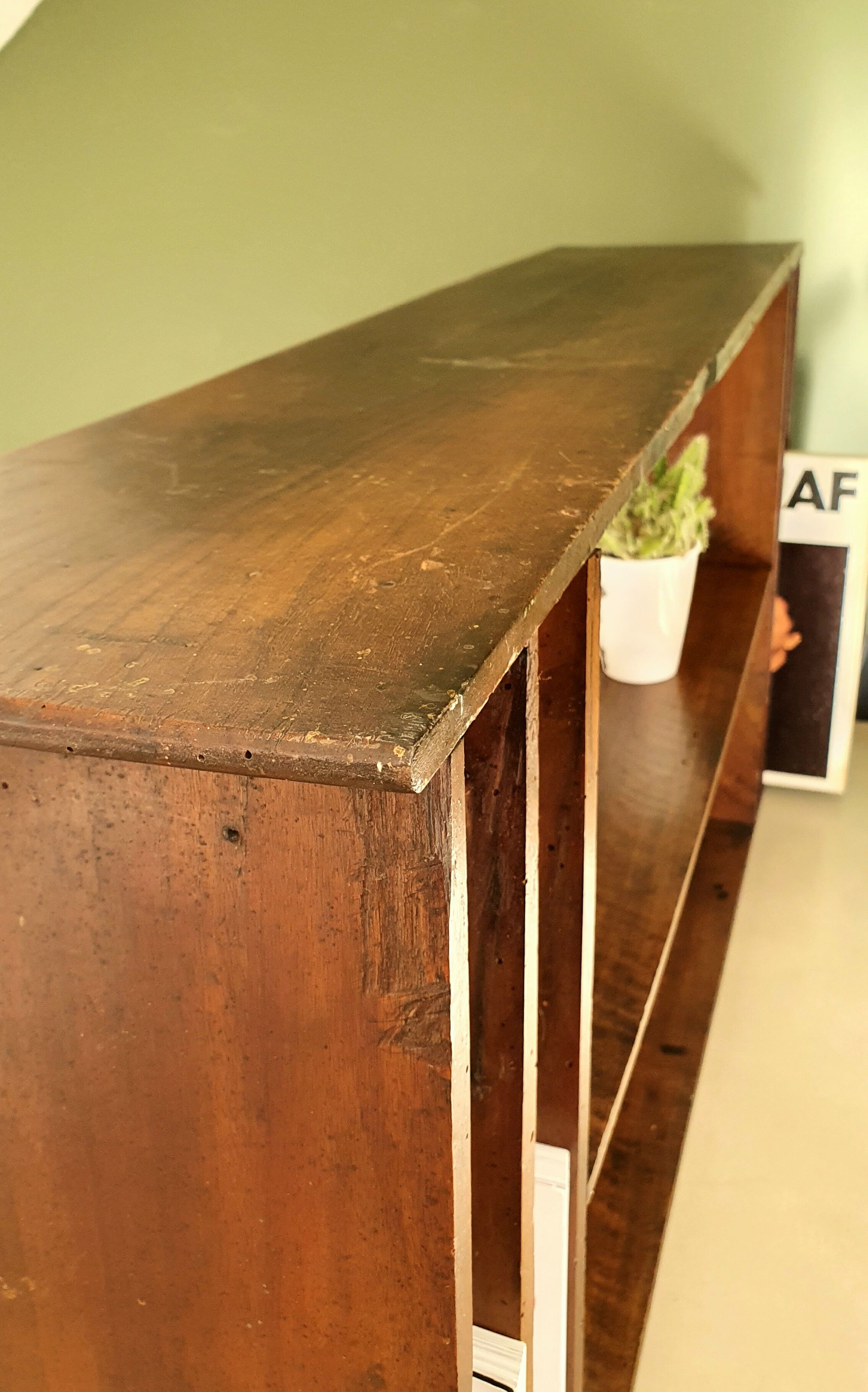 Low antique wooden storage unit