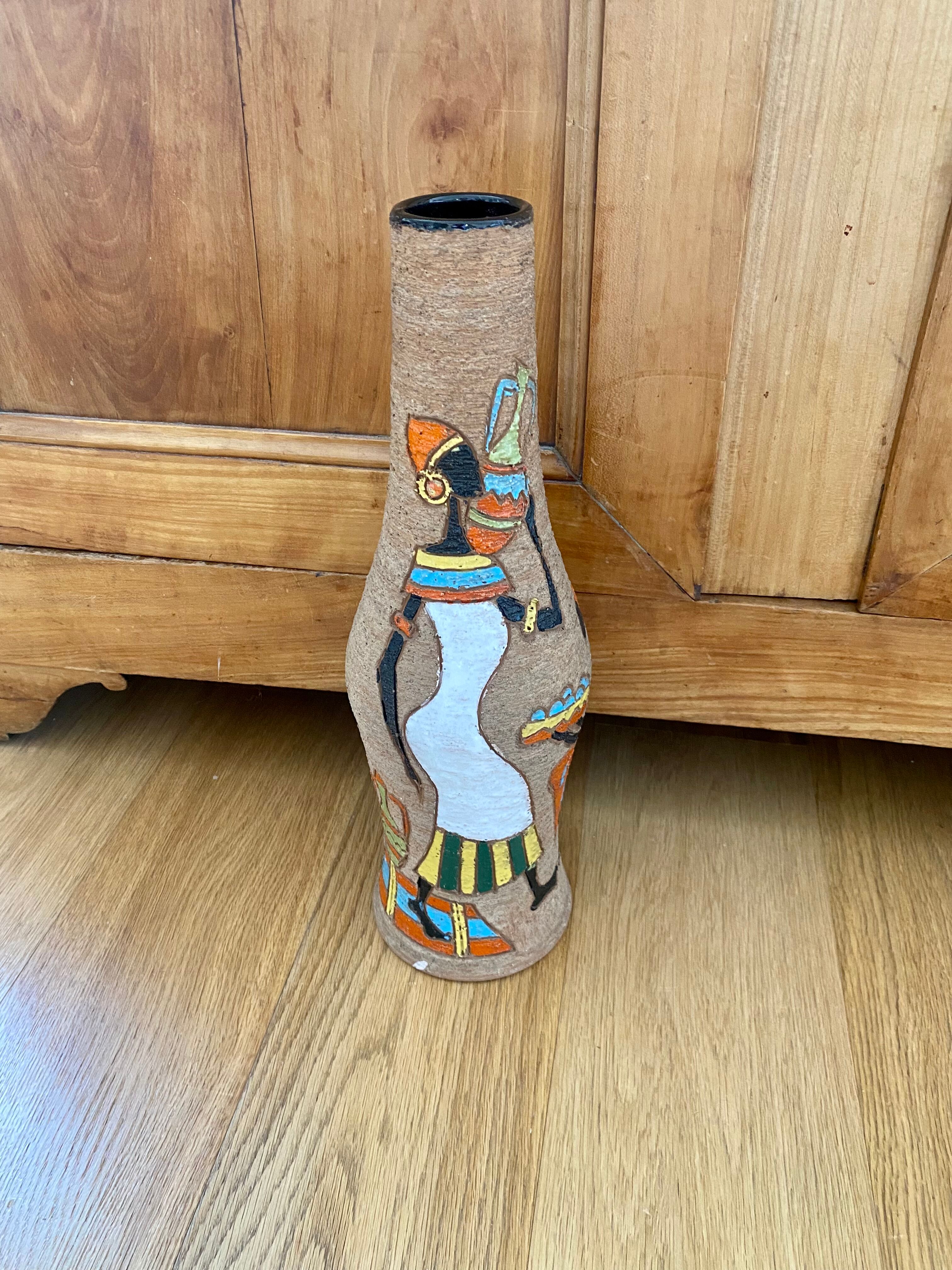 Very large vase Fratelli Fanciullacci scarified ceramic