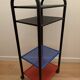 Vintage 4-tier perforated metal serving cart on wheels, 1980s style