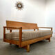 Old wooden sofa vintage brutalist design 60s