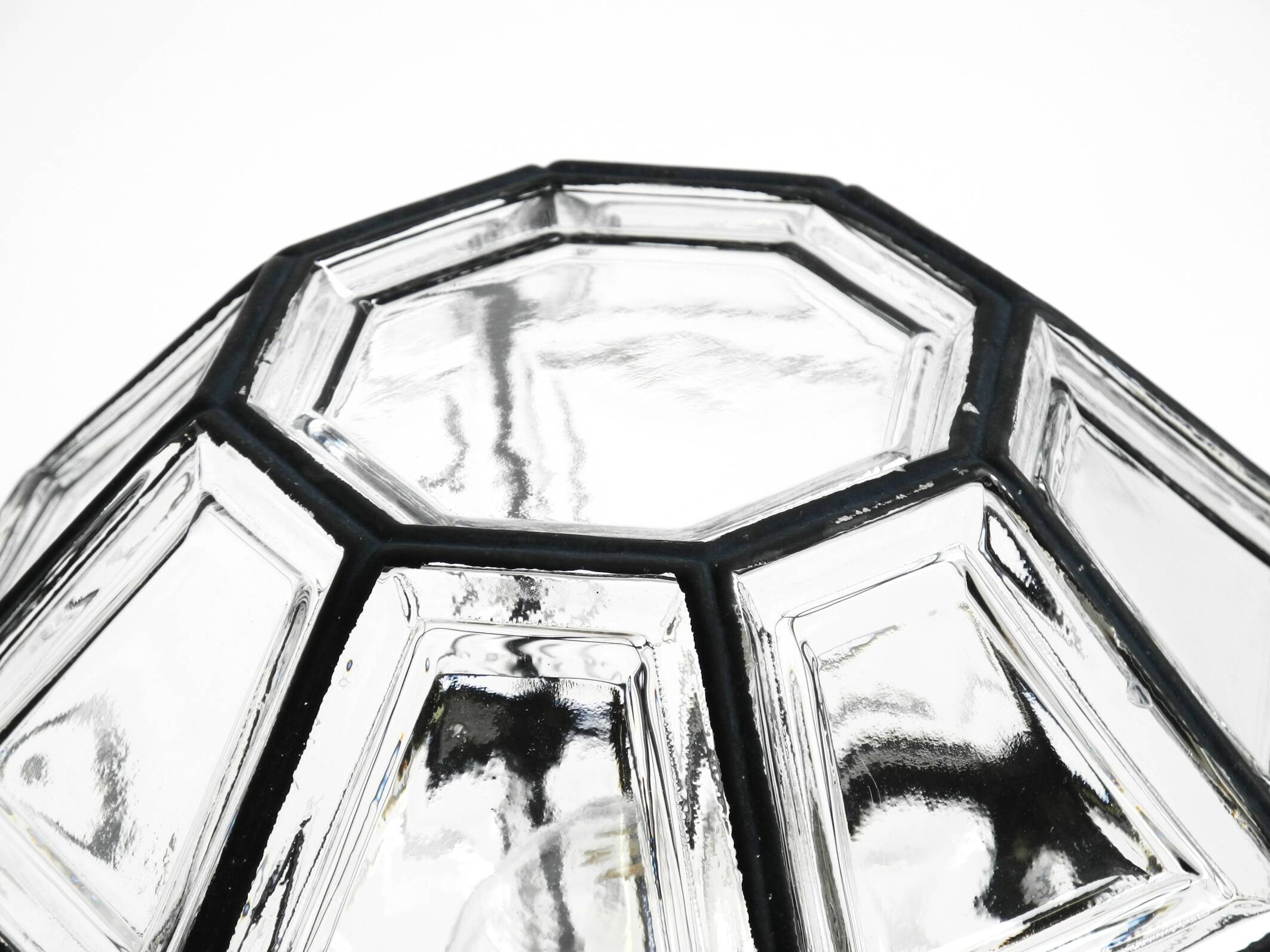 Beautiful 1970s Limburg glass ceiling lamp in octagon shape