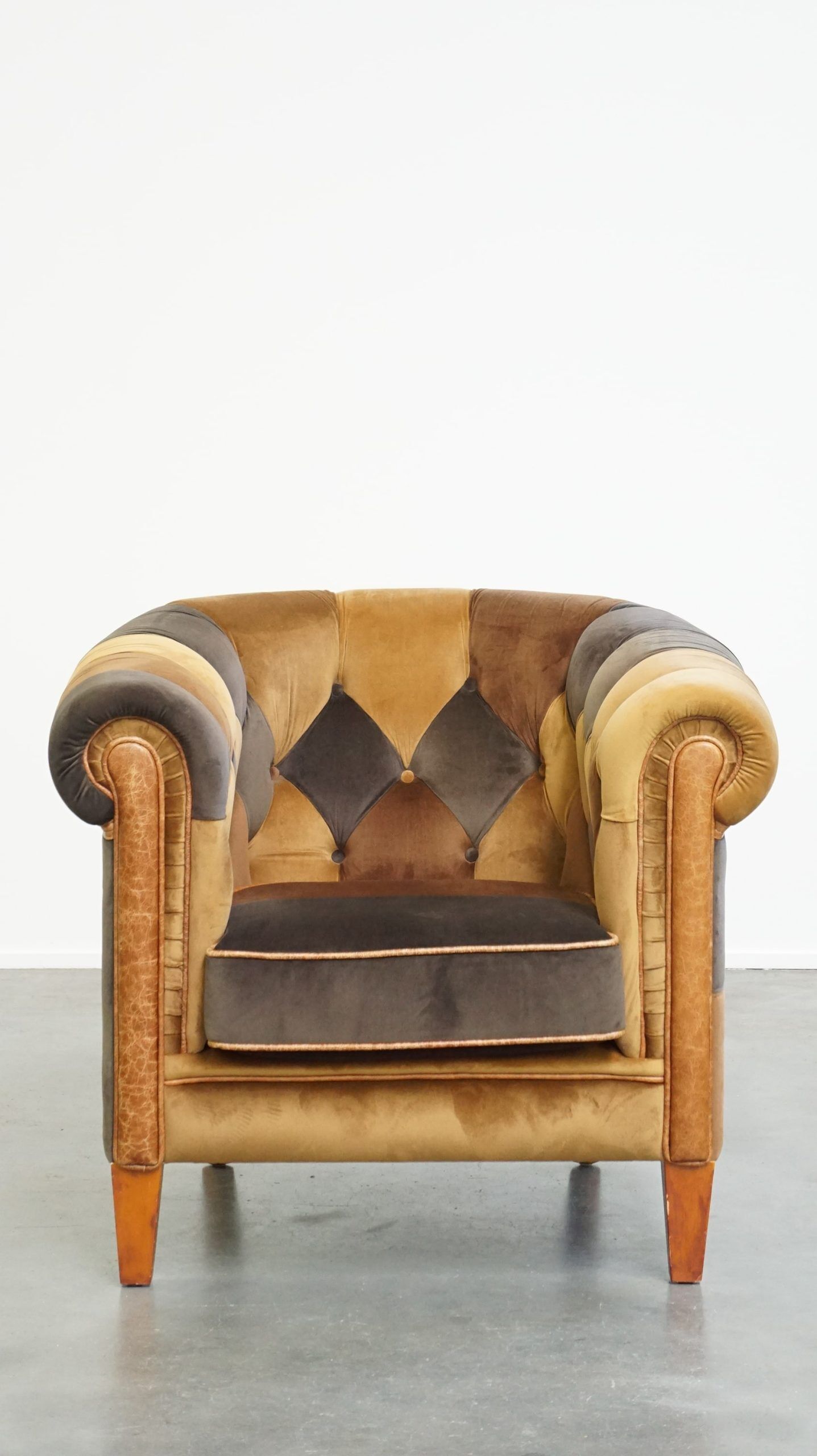 Unique fabric patchwork Chesterfield club armchair in English style