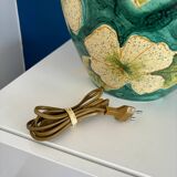 Pied de lampe ceramique made in Italy fleur jaune et vert