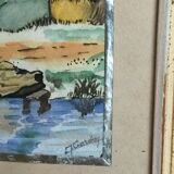 Framed painting at the cottage farmhouse farmhouse signed Corday