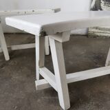 Pair of benches in white fir