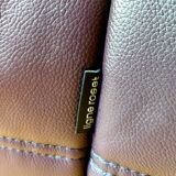 Togo 3-seater - Sofa - 3-seater bench seat in dark plum-colored full-grain leather by Ligne Roset - Very good condition