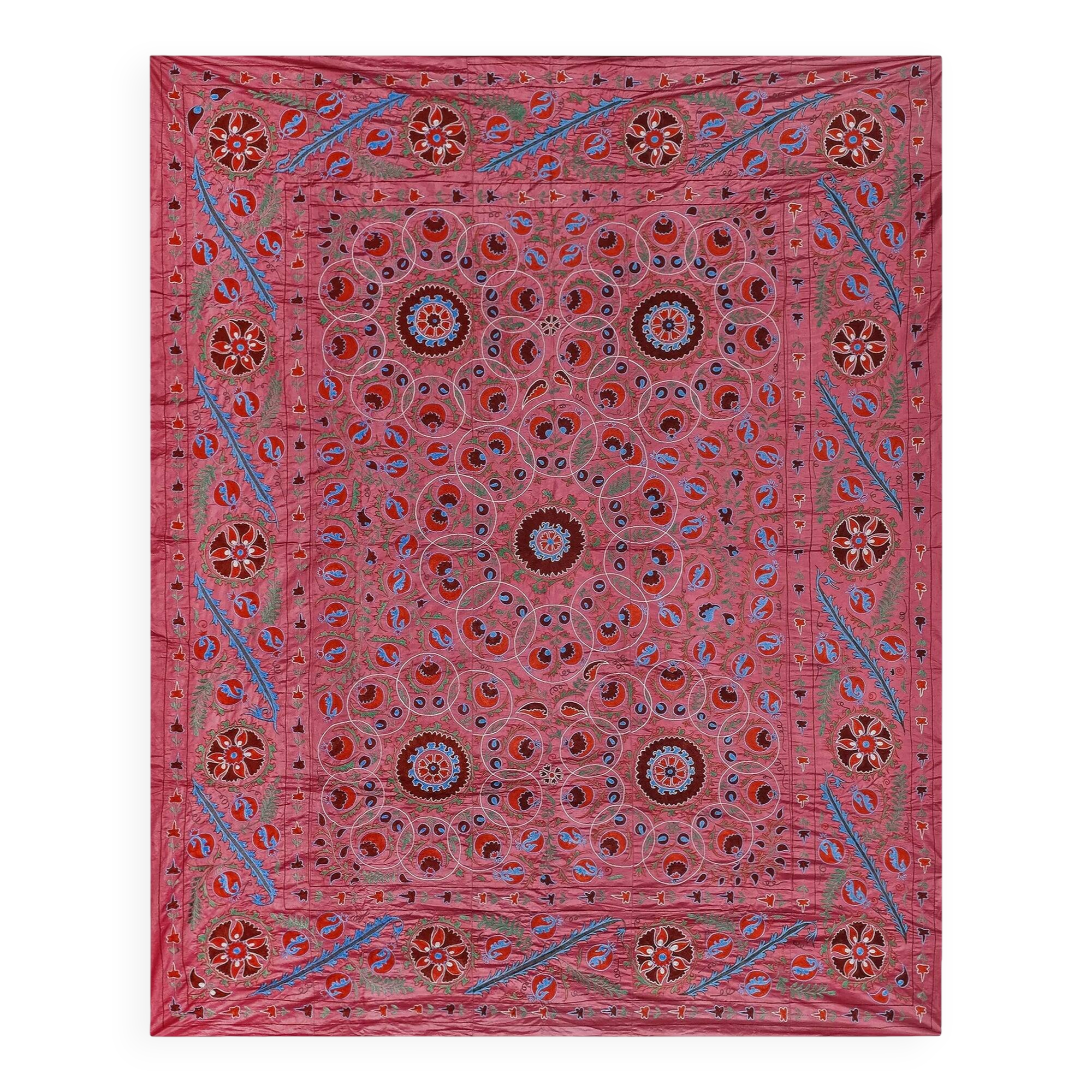 Vintage hand-embroidered tribal tapestry 245x299 cm