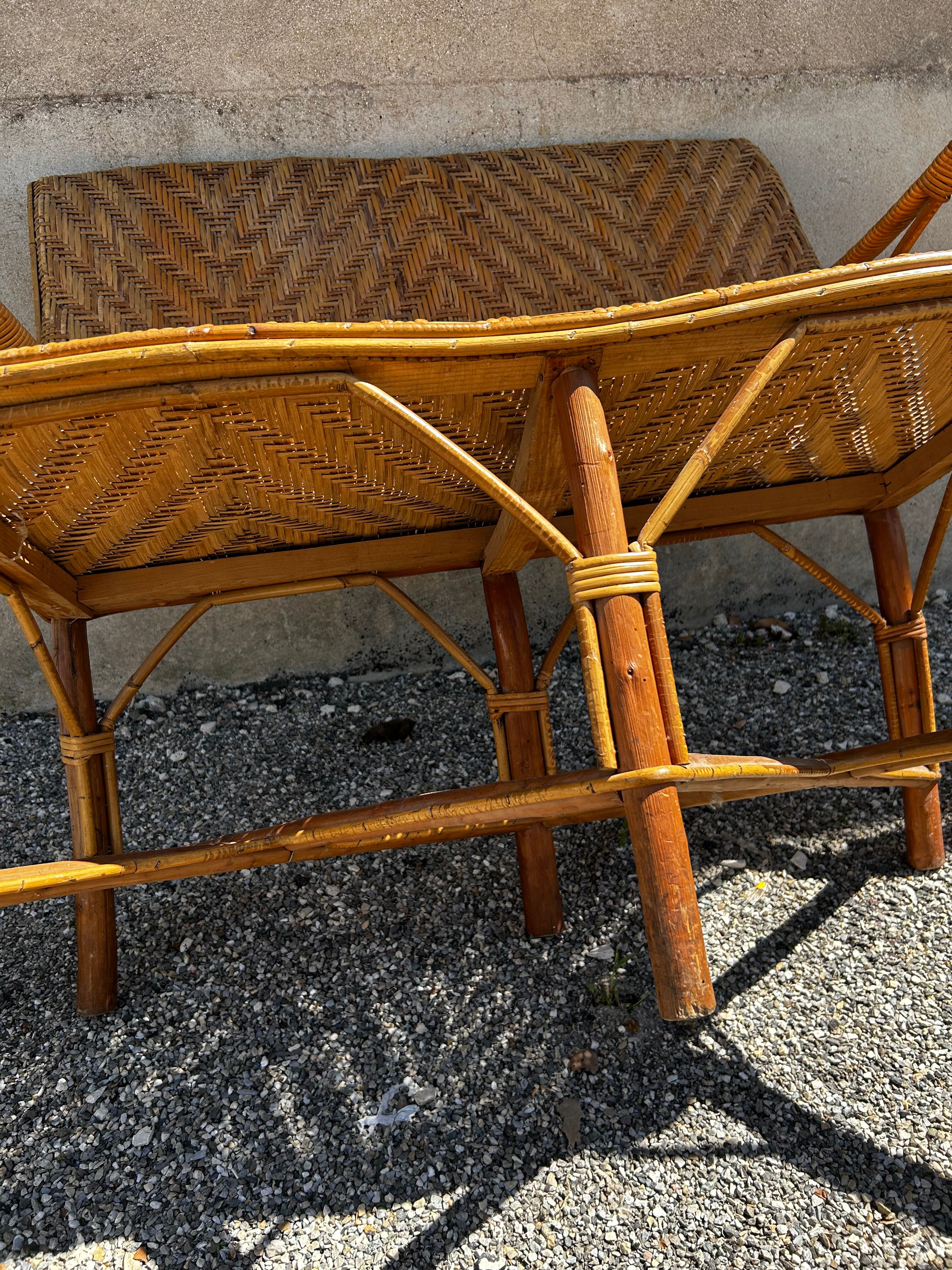 Vintage woven rattan set