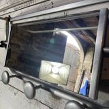 Aluminum wall-mounted coat rack with mirror