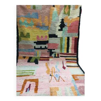 Moroccan Berber Boujad Carpet, Painting Carpet, 2m94 x 1m94