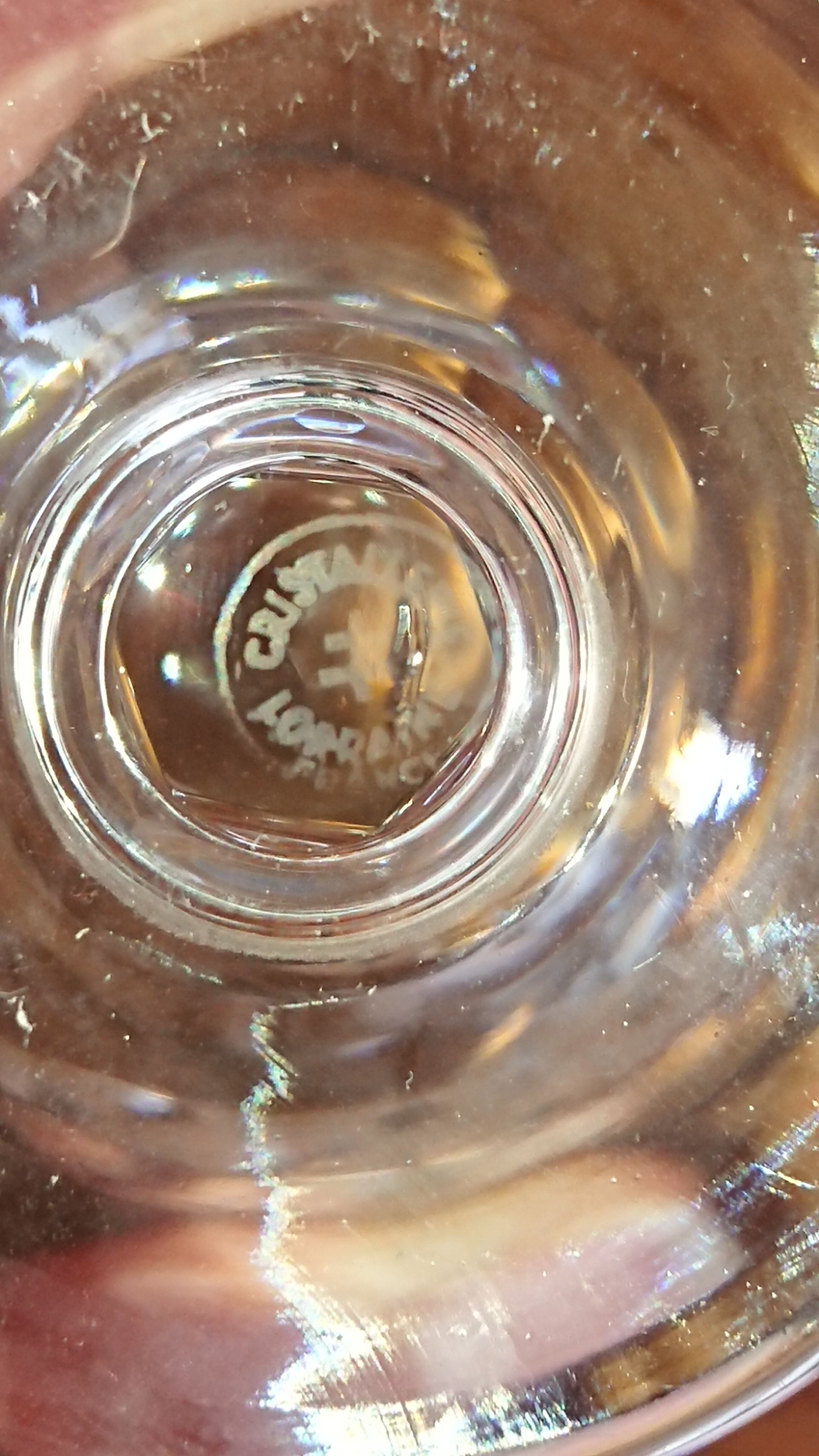 Three facet-cut glasses from the Lorraine crystalware.