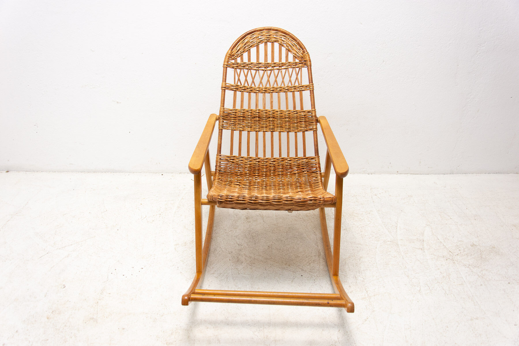 Mid-Century Wicker Rocking Chair, Czechoslovakia, 1970's
