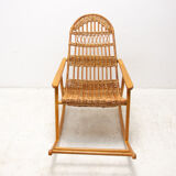 Mid-Century Wicker Rocking Chair, Czechoslovakia, 1970's