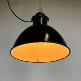 Industrial bauhaus black enamel pendant lamp, 1930s