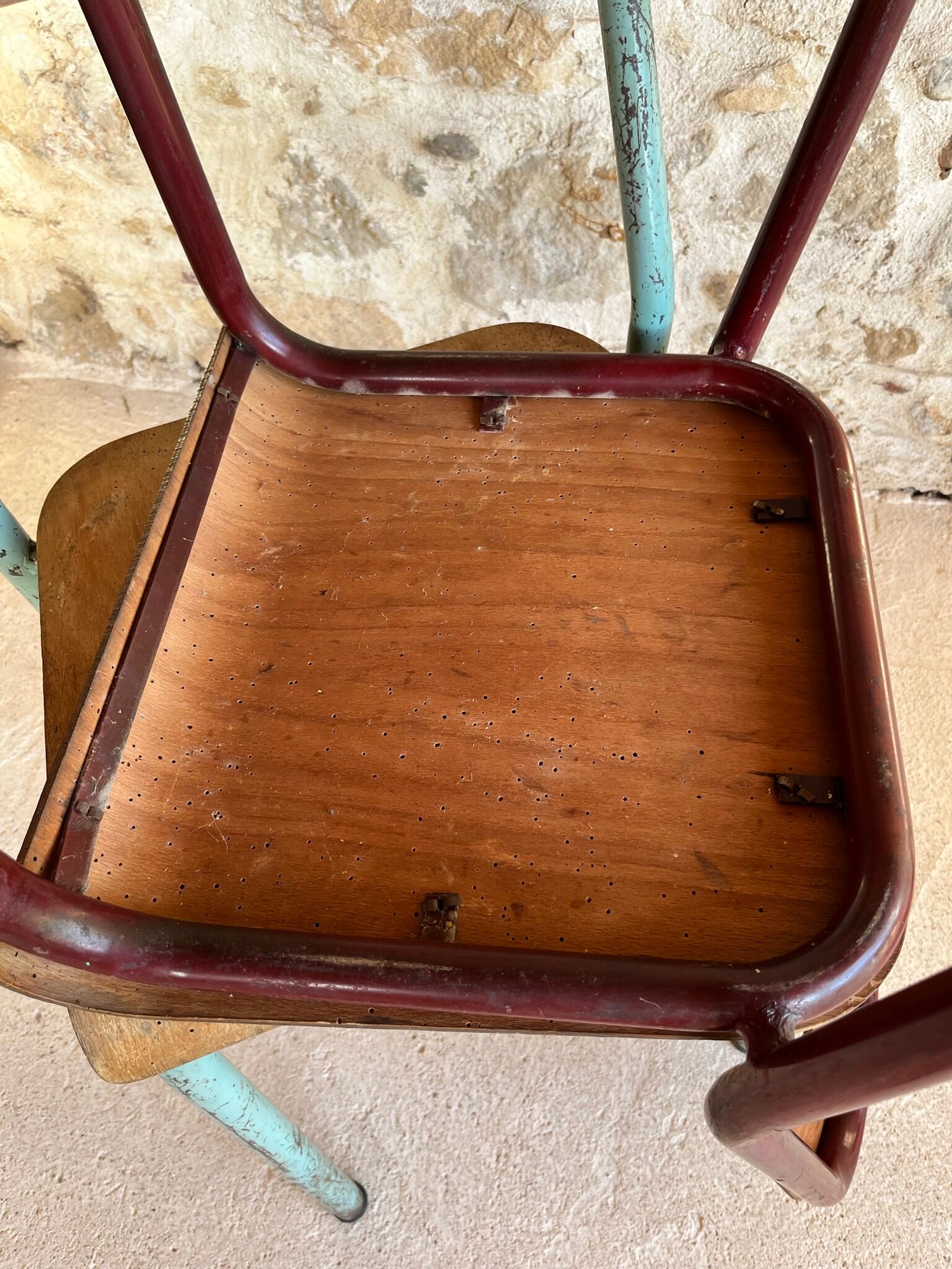 Set of 4 mismatched old school style chairs