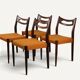 Set of 4 vintage teak and orange wool chairs – 1960s
