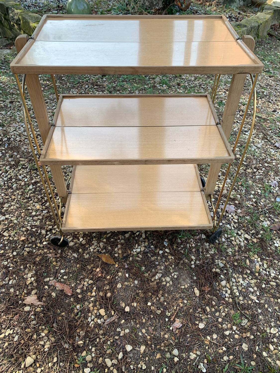 3-tier bocado serving trolley in blond beech