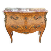 Louis XV style jump commode with marquetry and marble decoration.