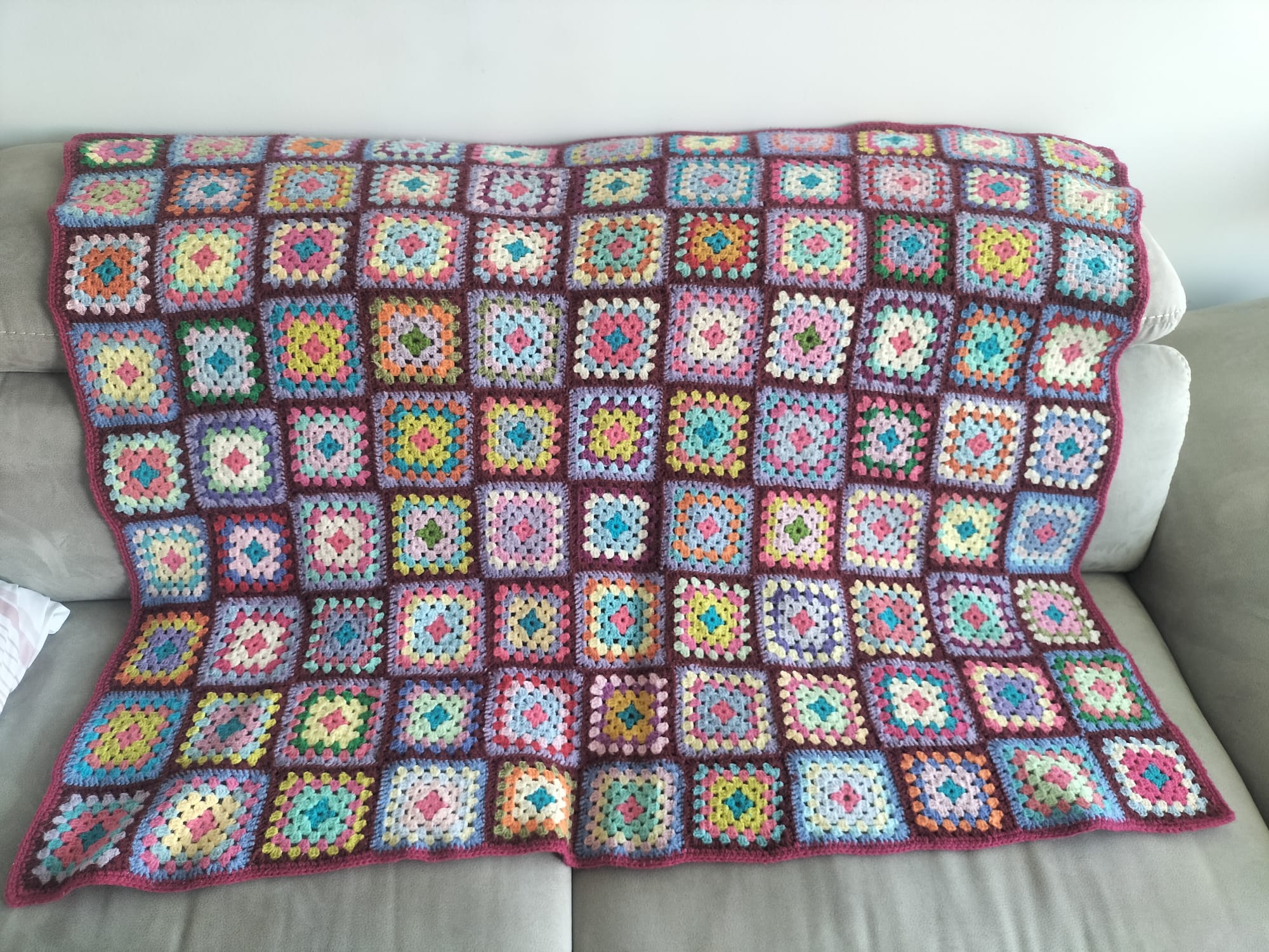 Plaid vintage crochet granny square multicoloured